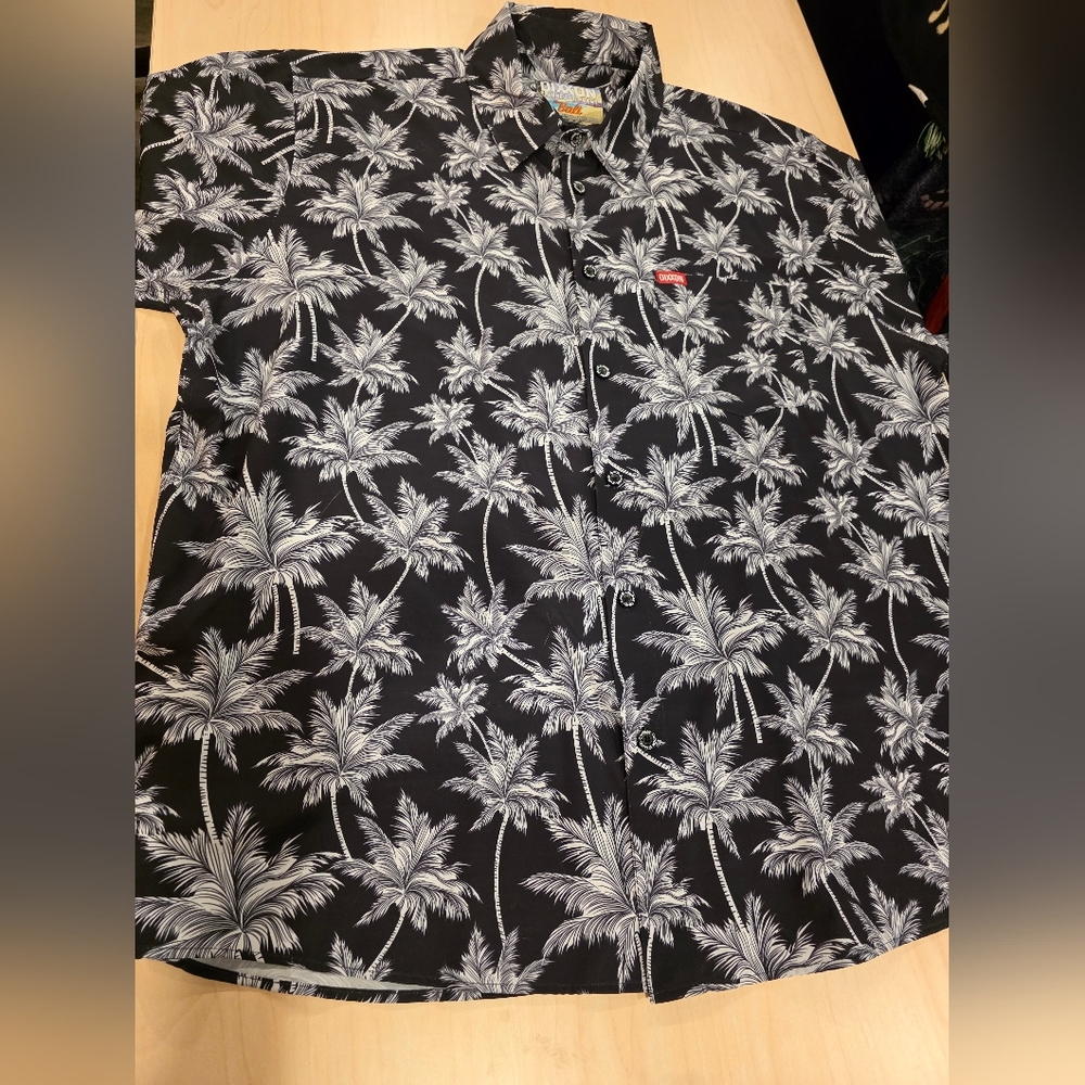 Dixxon Men's 3X The Bali Short Sleeve Palm Tree Print Button Down Party Shirt
